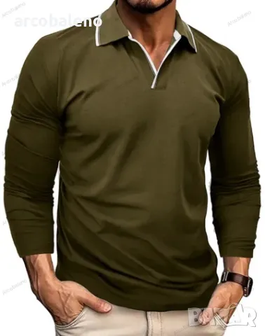 Нова мъжка тениска ПОЛО с V-образно деколте и ревер, 6цвята , снимка 8 - Тениски - 48479104