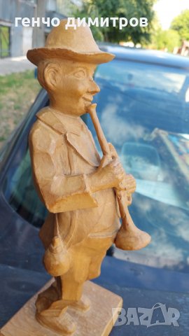 дървена статуетка  музикант , снимка 5 - Антикварни и старинни предмети - 37412938