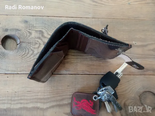 Ръчно изработен мъжки кожен портфейл, кожено портмоне , снимка 6 - Портфейли, портмонета - 49404752