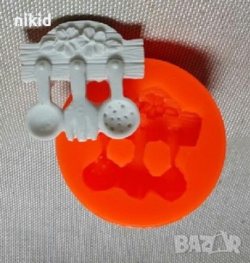 Закачени кухненски домакински прибори вилица лъжица силиконов молд форма фондан гипс