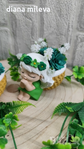 Ангелчета в зелен цвят!!, снимка 6 - Декорация за дома - 51459163