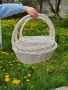 Плетена бяла и кафява  овална кошница, кошници за декорация,  подаръчни кошници, снимка 1