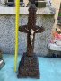 Дървен кръст Tramp изкуство-Tramp Art Crucifix, снимка 1 - Колекции - 42897571