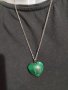 Сребърен синджир с сърце от зелен малахит (23), снимка 1 - Колиета, медальони, синджири - 37761514
