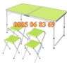 Комплект за къмпинг, сгъваема маса 120х60 см с 4-ри столчета и чадър с двоен покрив, син, снимка 8