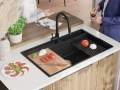 Графитна гранитна кухненска мивка Осло 90 Pocket 880x530 мм, снимка 3