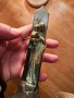 Старинен бронзов  свещник с дева Мария бородица с младенеца., снимка 3
