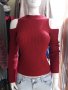 Червена блуза плетиво - по тялото с отворени рамене, снимка 1 - Блузи с дълъг ръкав и пуловери - 35264549