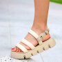 Равни сандали - бежово с бежово ходило - NS77, снимка 2