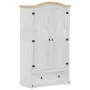 vidaXL Гардероб "Corona" бял 102x52x186 см бор масив, снимка 1