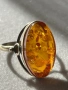 Антикварен съветски сребърен пръстен с кехлибар , снимка 1