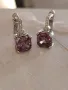 Нови нежни сребърни обеци с аметист и нежни кубични цирконий , снимка 1