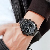 Елегантен мъжки часовник с двоен механизъм, снимка 6 - Мъжки - 30741456