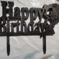 Happy Birthday sonic соник пластмасов черен топер украса за торта рожден ден, снимка 3 - Други - 42908119