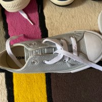 Детски сребърни кецове на Converse 30 номер, снимка 4 - Детски обувки - 30558763