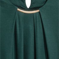 Тъмно зелена дамска блузка с метален детайл, снимка 3 - Блузи с дълъг ръкав и пуловери - 29659918