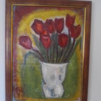 Натюрморт ваза с цветя, Вера Къдринова, снимка 2 - Картини - 40856853