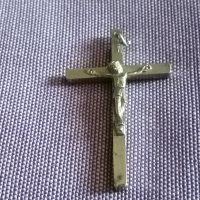 Medium Sterling Silver Inri Cross -39х24мм сребърно католическо кръстче Италия, снимка 2 - Колиета, медальони, синджири - 44719119