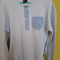 Блуза дълъг ръкав с джоб светлосиня 100 % памук, снимка 2 - Блузи - 38500302