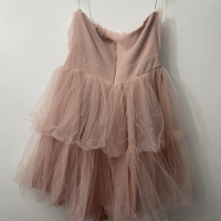 Розова разкроена къса рокля с тюл. , снимка 2 - Рокли - 44575206