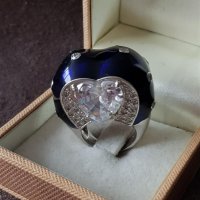 Стилен сребърен с емайл елегантен пръстен ПЛАНИНСКИ КРИСТАЛ, снимка 2 - Пръстени - 39479504