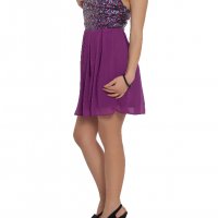 Нова Елегантна Дамска рокля в лилаво бюстие с пайети и тюл, снимка 1 - Рокли - 31718178