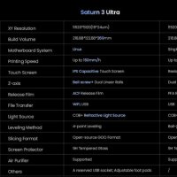 Фотополимерен LCD 3D Принтер Elegoo Saturn 3 12K ULTRA 10" 218.88x122.88x260mm, снимка 4 - Принтери, копири, скенери - 42035829