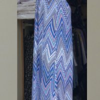 Дълга рокля с отворен гръб в синьо-розови цветове , снимка 4 - Рокли - 42056234