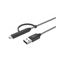 2 in 1 USB Type-C Cable + Micro USB Cable 150 см - червен, снимка 3 - USB кабели - 37609514