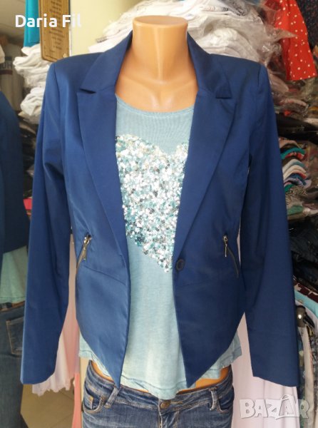 Синьо сако с ципове , снимка 1