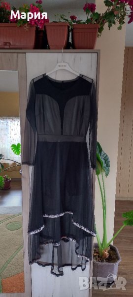 Официална рокля еко кожа и тюл, снимка 1