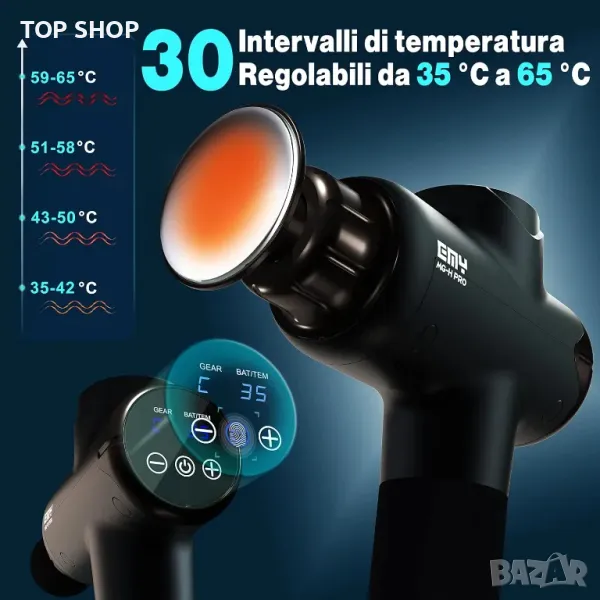 Професионален масажен пистолет с подгряване EMY Design, снимка 1