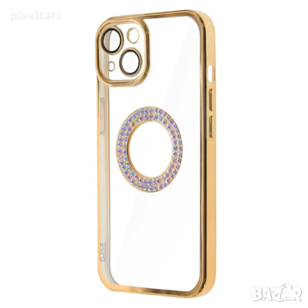 Силиконов калъф DM1 за iPhone 13, с протекция на камерата, Златист, снимка 1