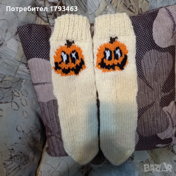 Ръчно плетени детски чорапи за хелуин, ходило 22 см, снимка 1