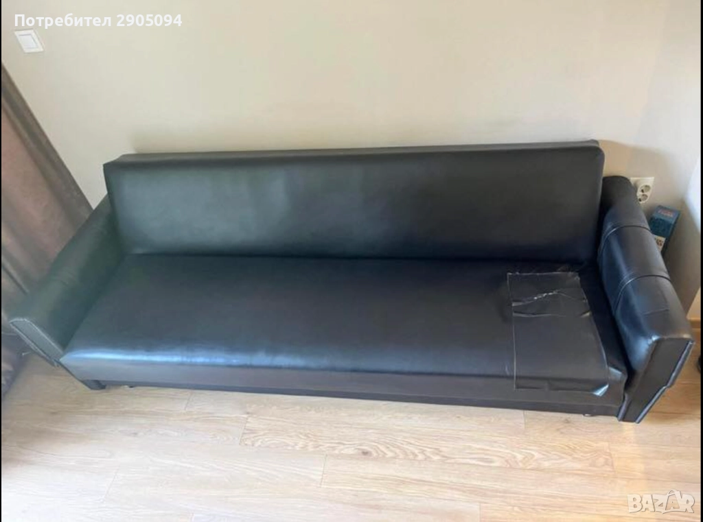 Подарявя се черен кожен диван в София, снимка 1