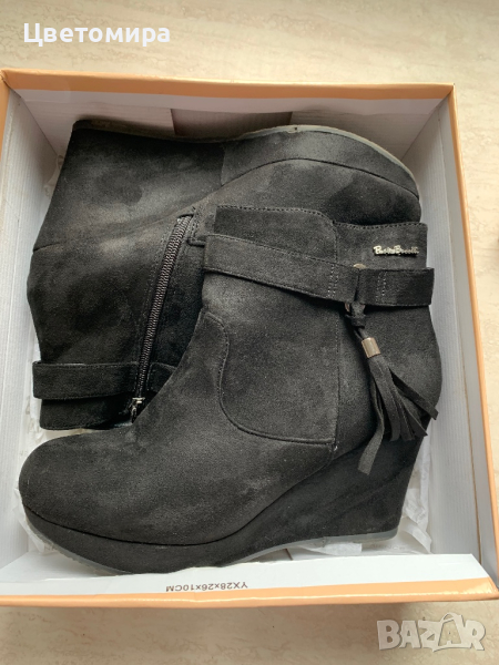 Черни велурени боти Paolo Boticelli с платформа, снимка 1