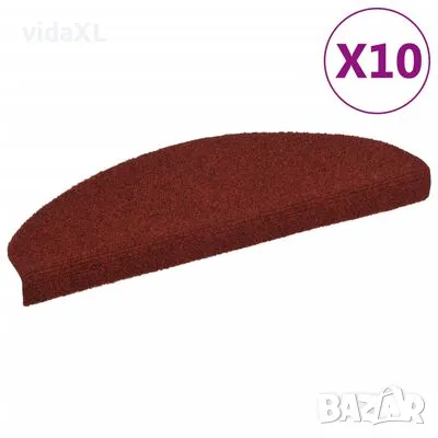 vidaXL Самозалепващи стелки за стъпала, 10 бр, червени, 65x21x4 см（SKU:149707）, снимка 1