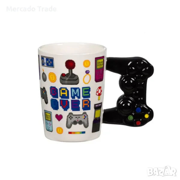 Керамична чаша Mercado Trade, 3D, Джойстик Дръжка, Бял, снимка 1