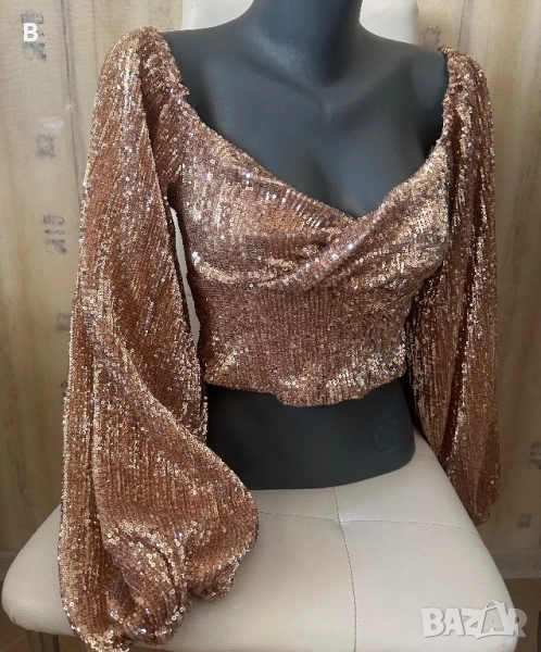 Ефектна блуза с паднали рамене, снимка 1