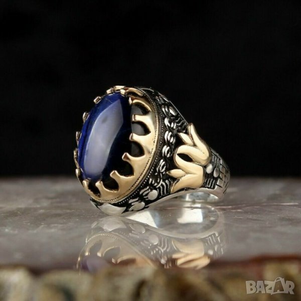 Мъжки пръстен със син топаз, снимка 1