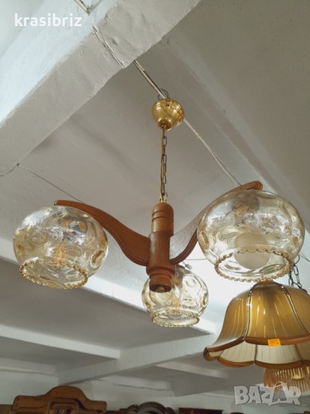 Абажур Дърво и Стъкло внос от Германия , снимка 1