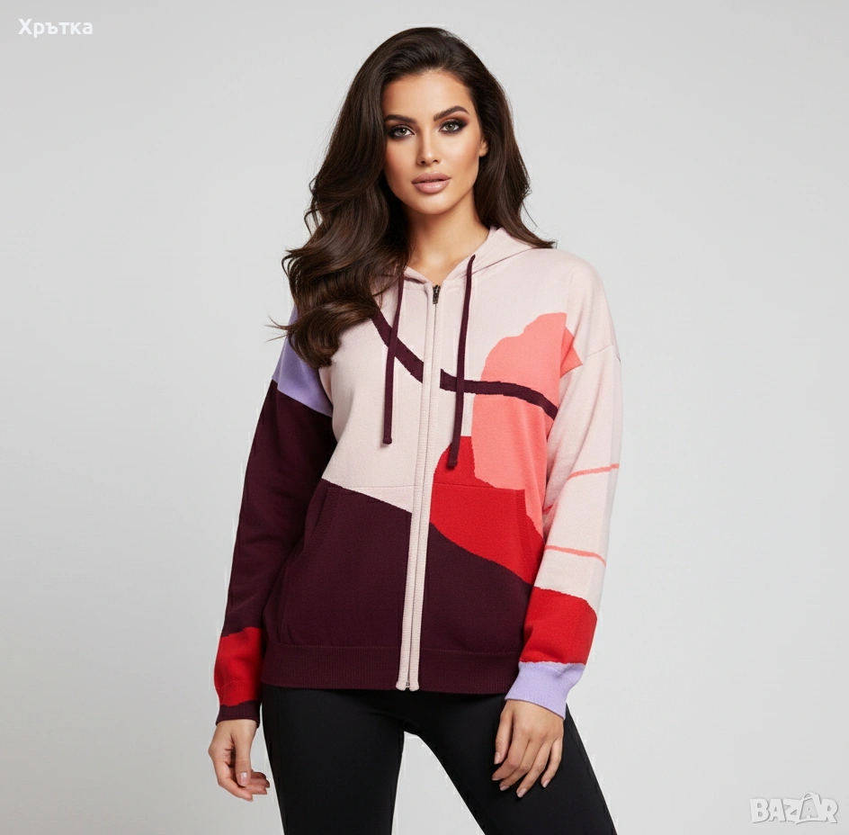 Ivko Knitted Zip Hoodie - Оригинално дамско плетено горнище р-р 40, снимка 1