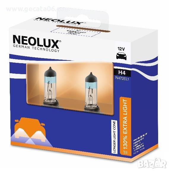 H4 Neolux 12V 60/55W Extra Light +130% / Крушки Неолукс Х4 60/55 вата +130%, снимка 1