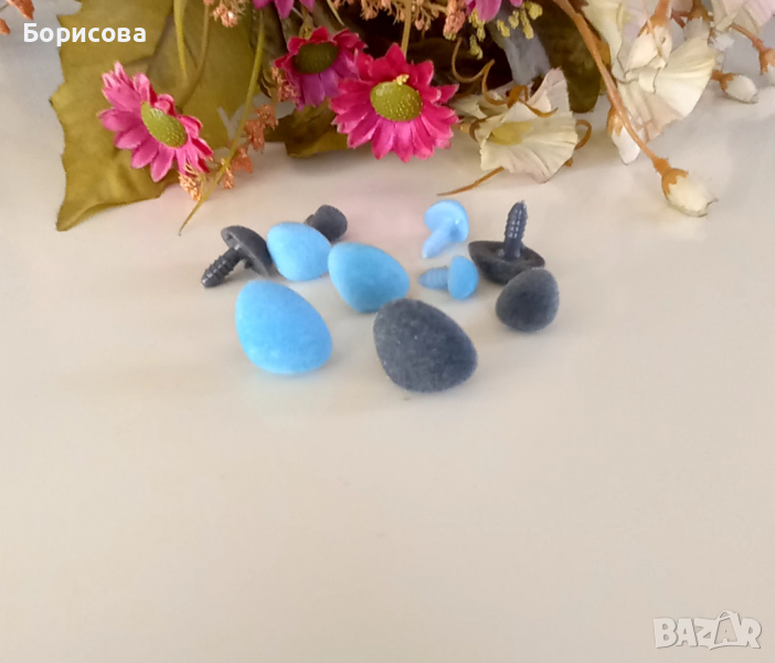 Сиви и сини плюшени нослета на винт за амигуруми,  плетени игпачки, снимка 1