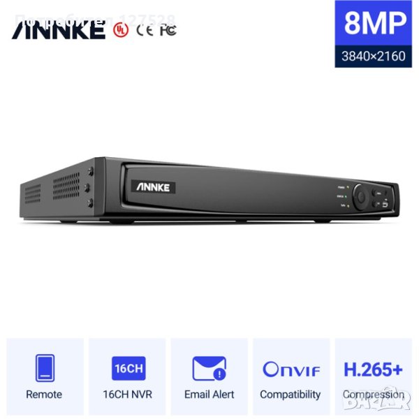 ANNKE 4K NVR POE 6TB N46PCK 16-КАНАЛЕН, снимка 1