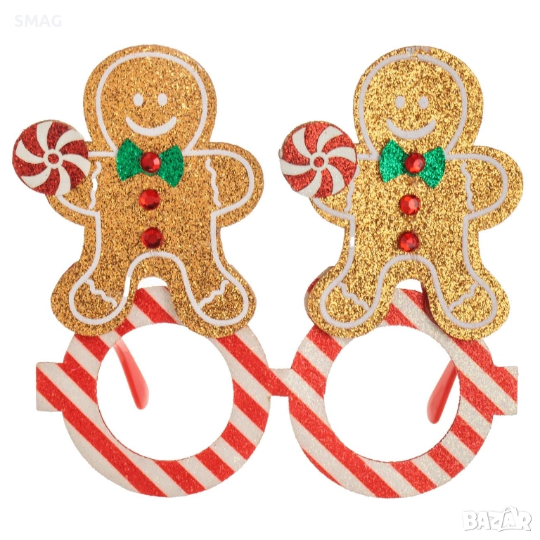 Коледни очила Candy Gingerbread с брокат_1255091, снимка 1