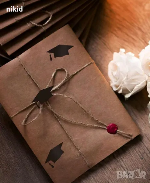 Тога завършване Абитуриент бал шапка самозаепващ стикер лепенка лепенки стикери декор украса, снимка 1