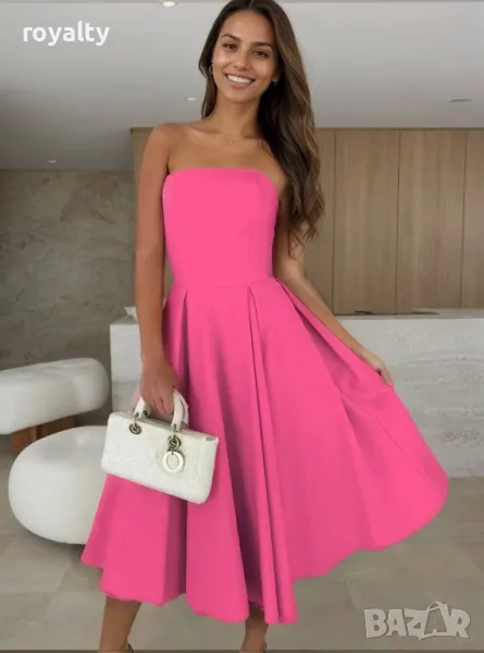 Дълга розова дамска рокля , снимка 1