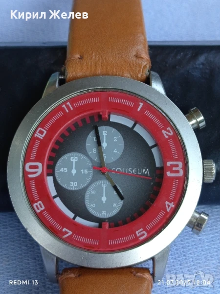 Фешън модел мъжки часовник COLISEUM работи кожена каишка перфектен 11123, снимка 1