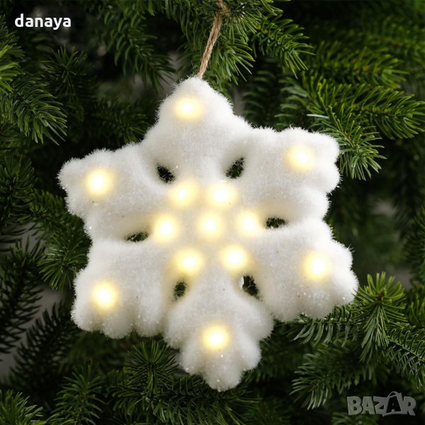 2505 Светеща коледна снежинка играчка за елха, 15см, снимка 1